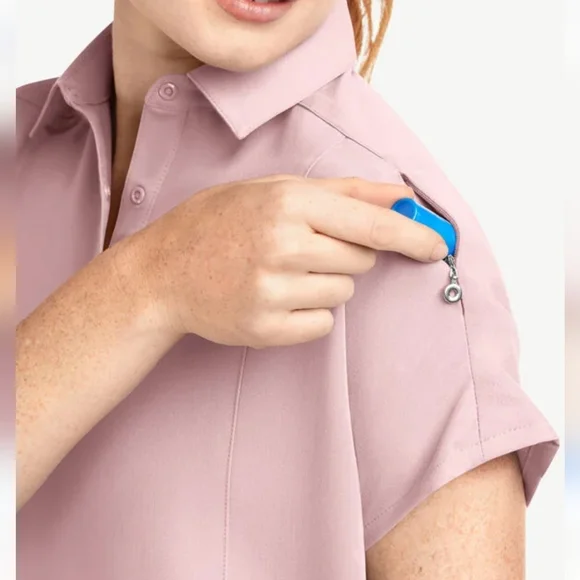 Movement by Butter Soft Mintaka scrub top, shirt collar, size L,mauve pink. - Picture 4 of 17